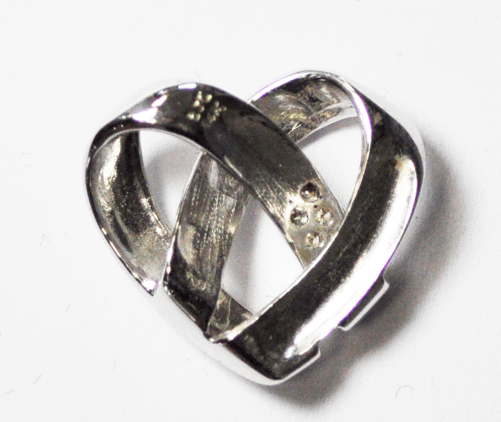 Beautiful Samuel Benham White Gold 14k Pretzel Heart Diamond Slider Pendant 22mm