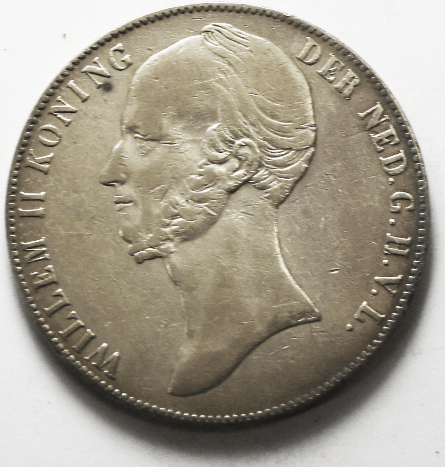 1845 Netherlands 2-1/2 Silver Gulden KM# 69.2 No Dot or Dash