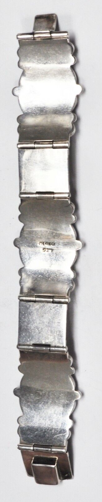 Sterling Silver Dot Cluster Scroll Stripe Link Bracelet 29mm 7-1/4"