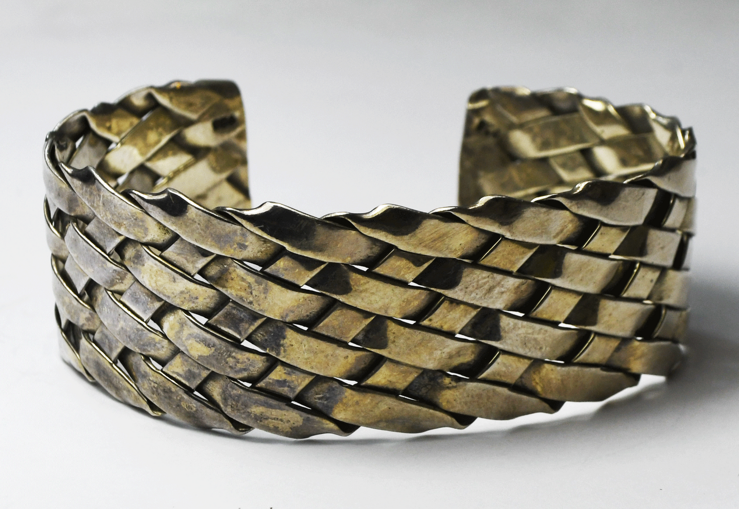 Sterling Silver Mesh Backet Weave Cuff Bracelet 25mm 7" Wrist 38.5g