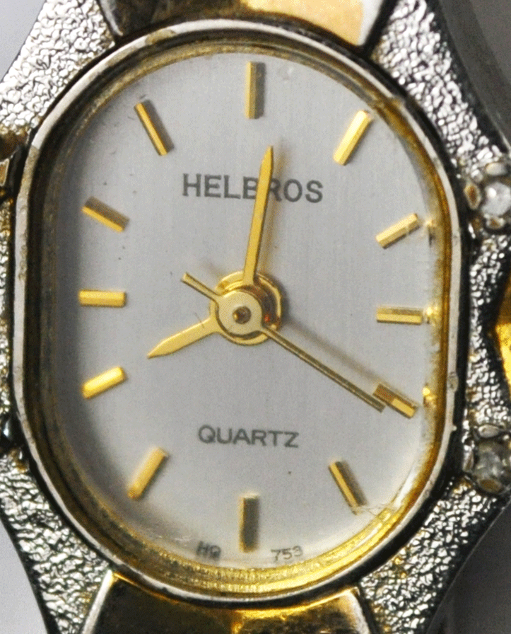 Women's Helbros Gold Stripe Textured Wristwatch 16mm Quartz 8099