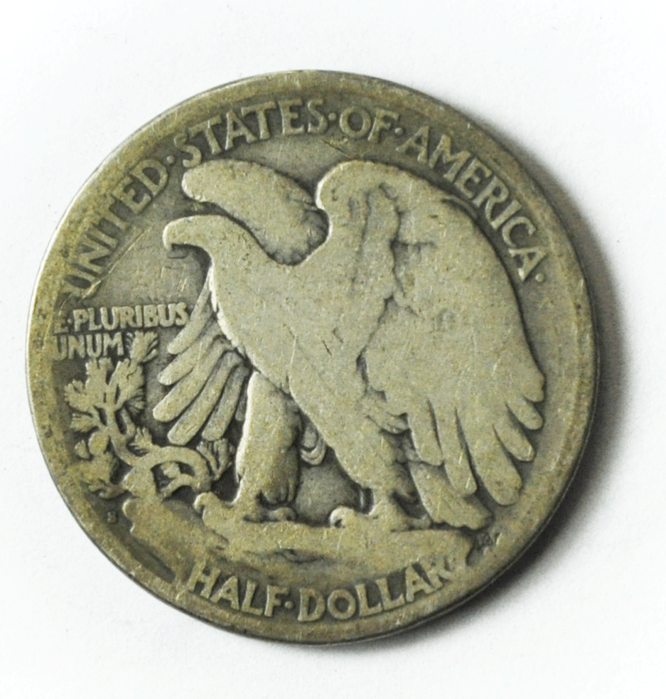 1917 S 50c Walking Half Dollar Silver Coin US San Francisco Reverse