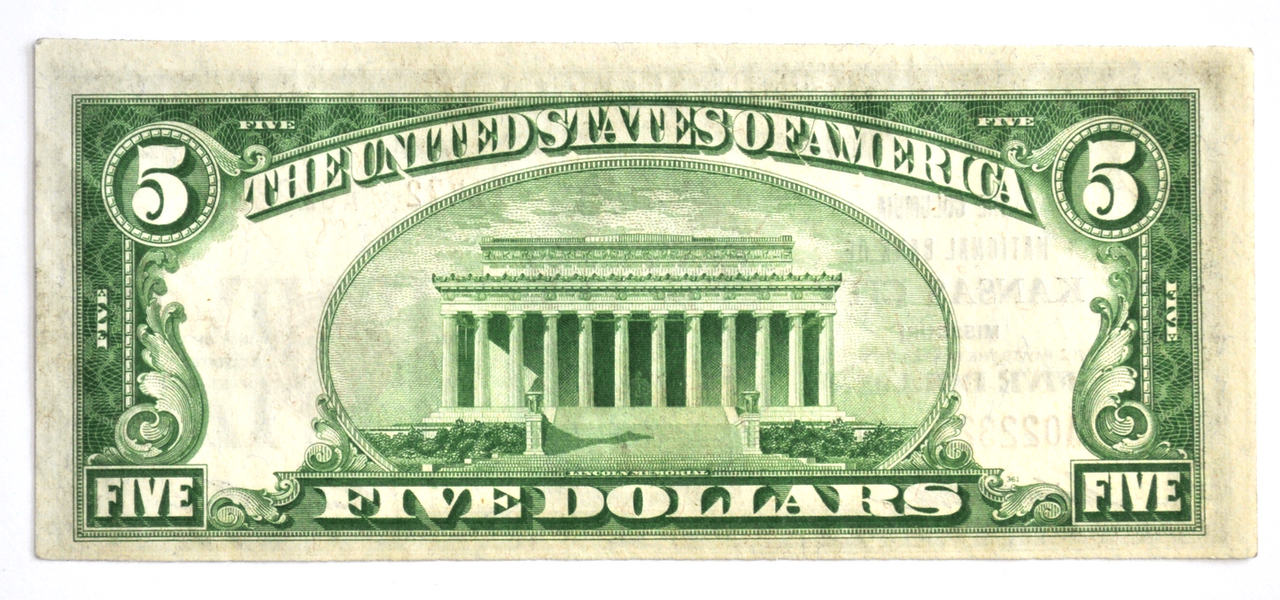 1929 $5 National Currency People NB Columnia NB KC MO Type 2 11472 A022323