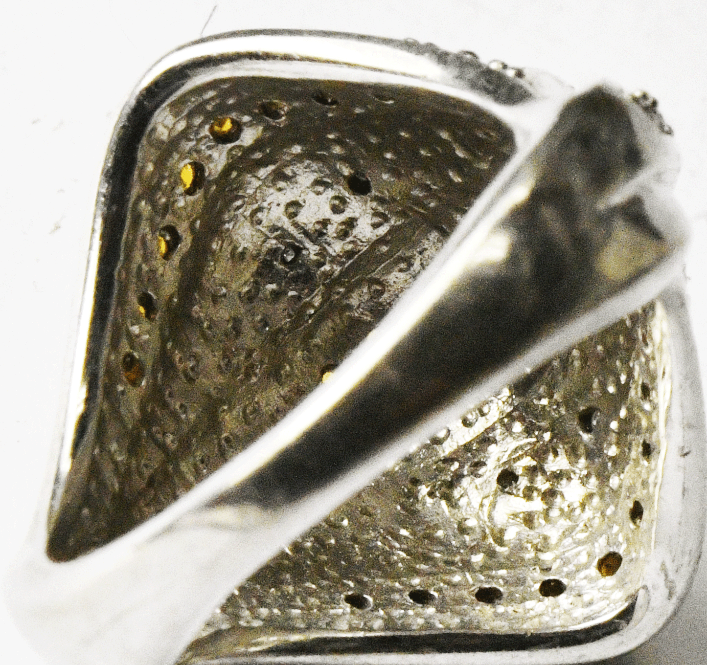 Sterling Silver Citrine Diamond Ring 22mm Size 7