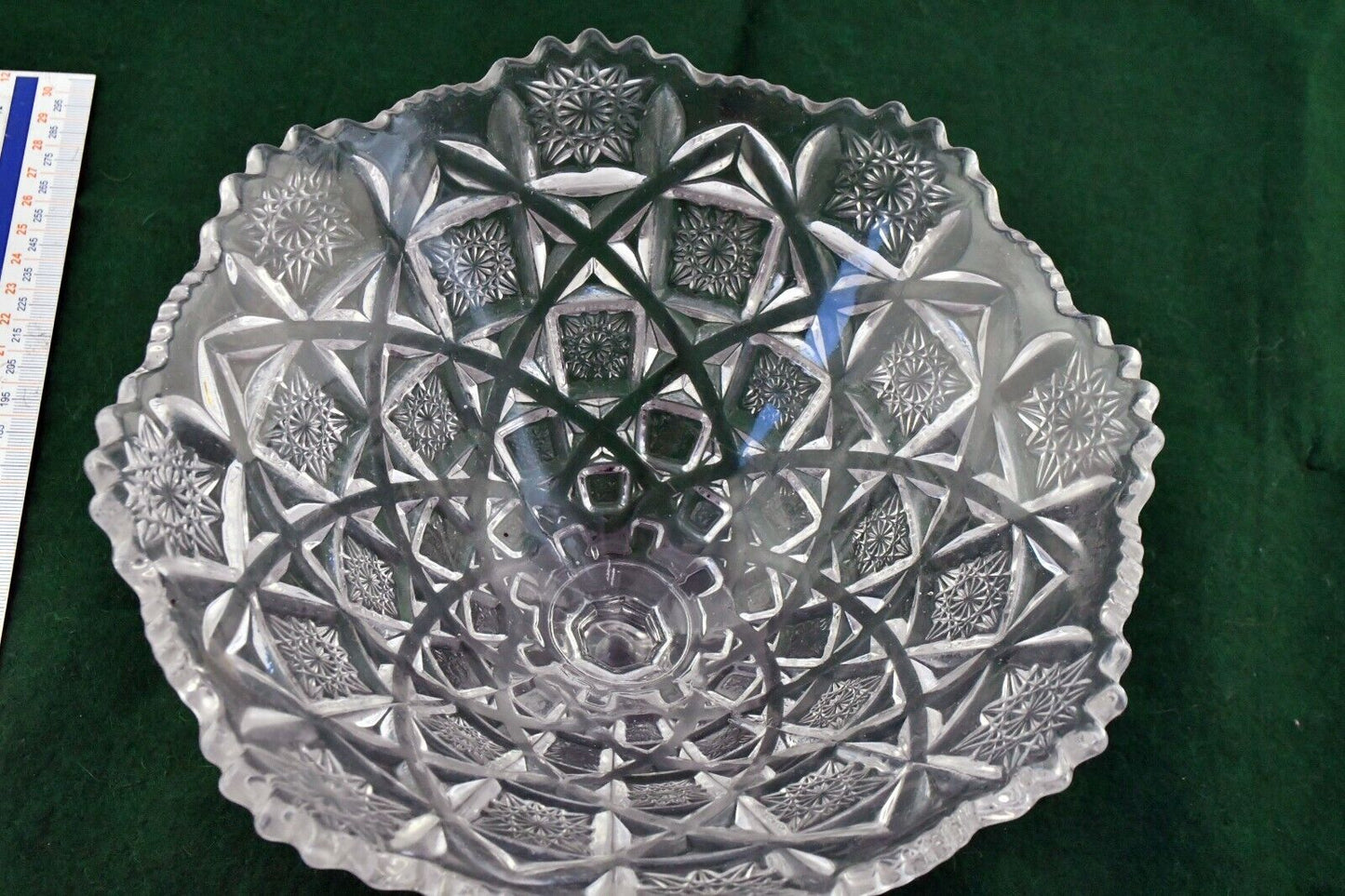 Vintage Bohemian Czech Style Molded Glass Footed Candy Nut Dish 7 1/2" x 5 1/4"