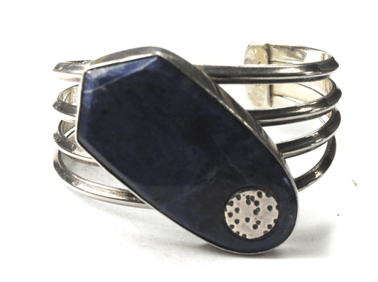 Sterling Silver Large Sodalite Mexico Bracelet Silver Center 48mm 6-1/2"