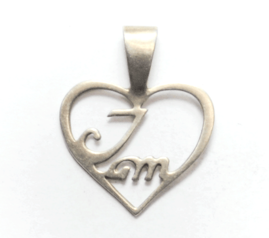Sterling Silver Heart Love Jam Jim Pendant 29mm x 24mm I am Exodus 3:14