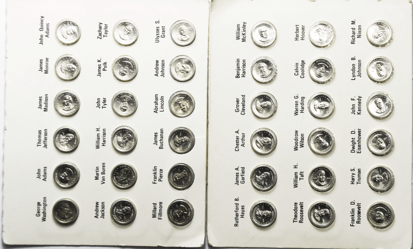 1970’s Franklin Mint Sterling Silver Miniature 10mm Presidents Medal Set of 36