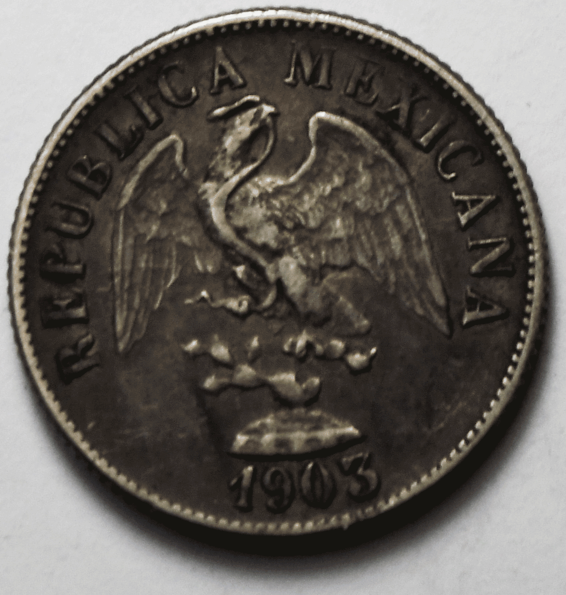 1903 Cn Mexico Second Republic 20 Centavos Silver Coin KM# 405 93,000 Minted
