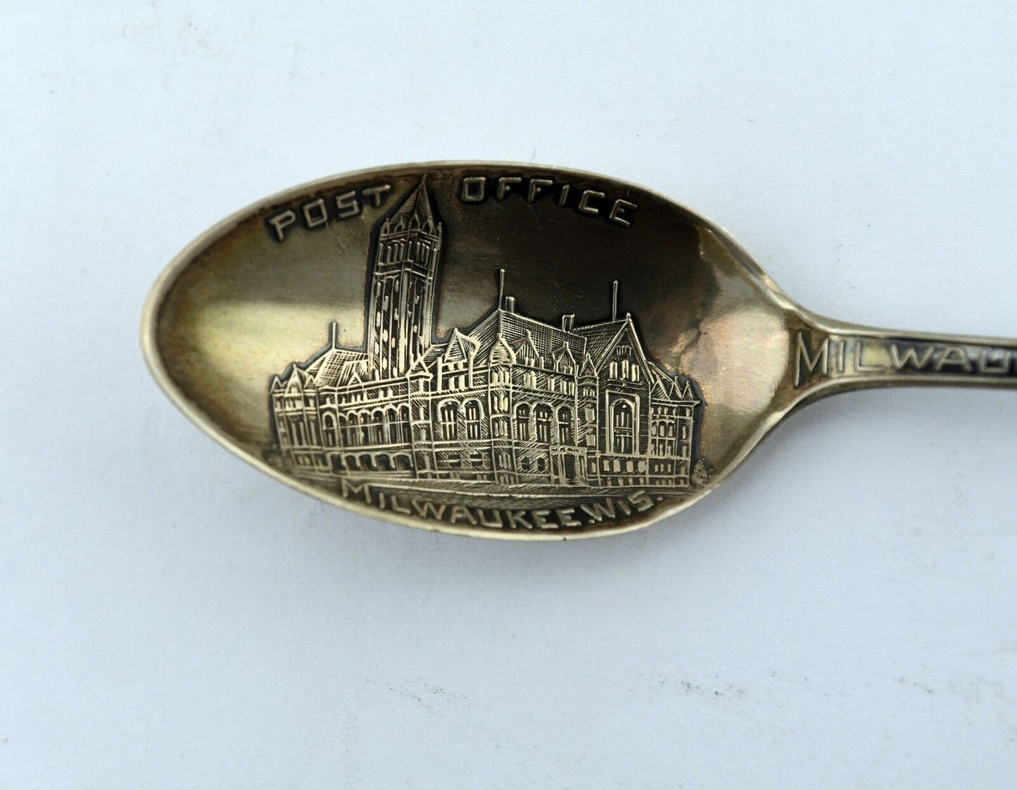 Milwaukee Wisconsin Post Office Sterling Souvenir Spoon City Hall Library Gimbel