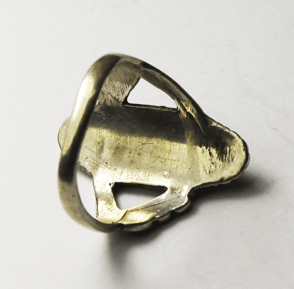 Sterling Silver Turquoise Sand Cast Ring 22mm Size 5
