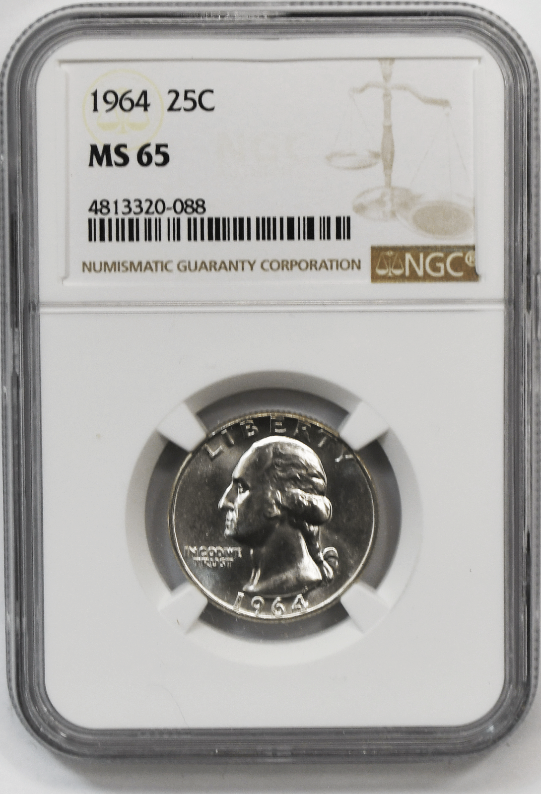 1964 25c Washington Silver Quarter Dollar NGC MS65 Brilliant Uncirculated