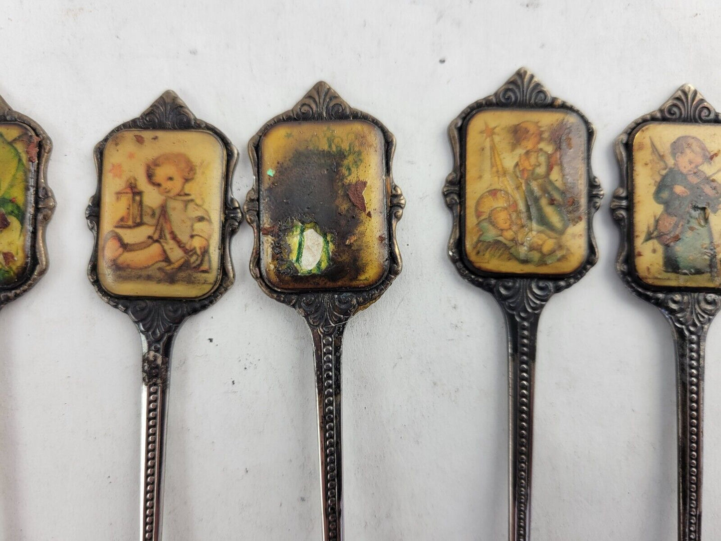 5pc Set Souvenir Spoon Hummel 1982 ARS Edition Silverplated 1981 ,86 ,83 ,82 ,80