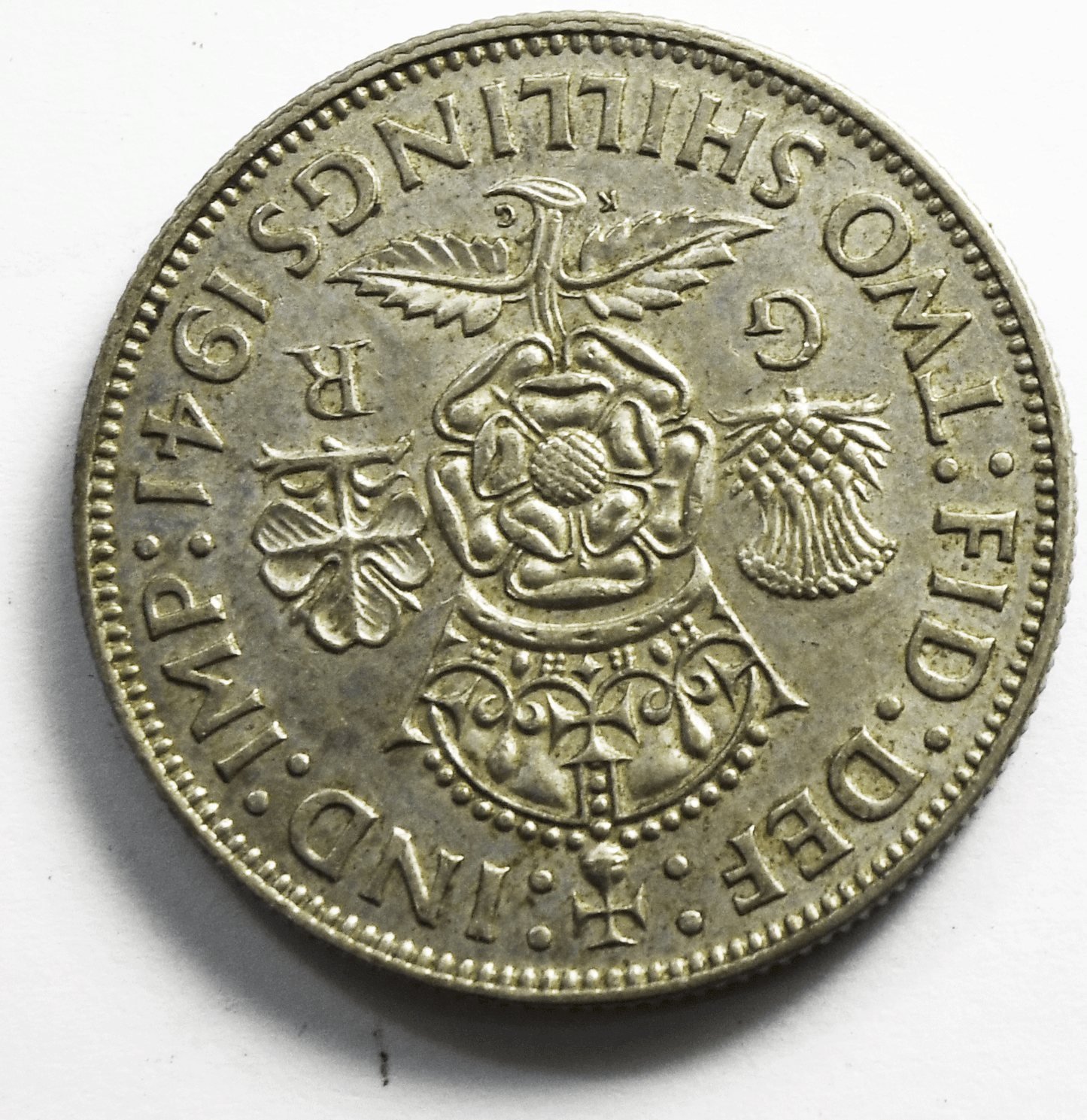 1941 Great Britain Silver One Florin Two Shillings Coin KM# 855