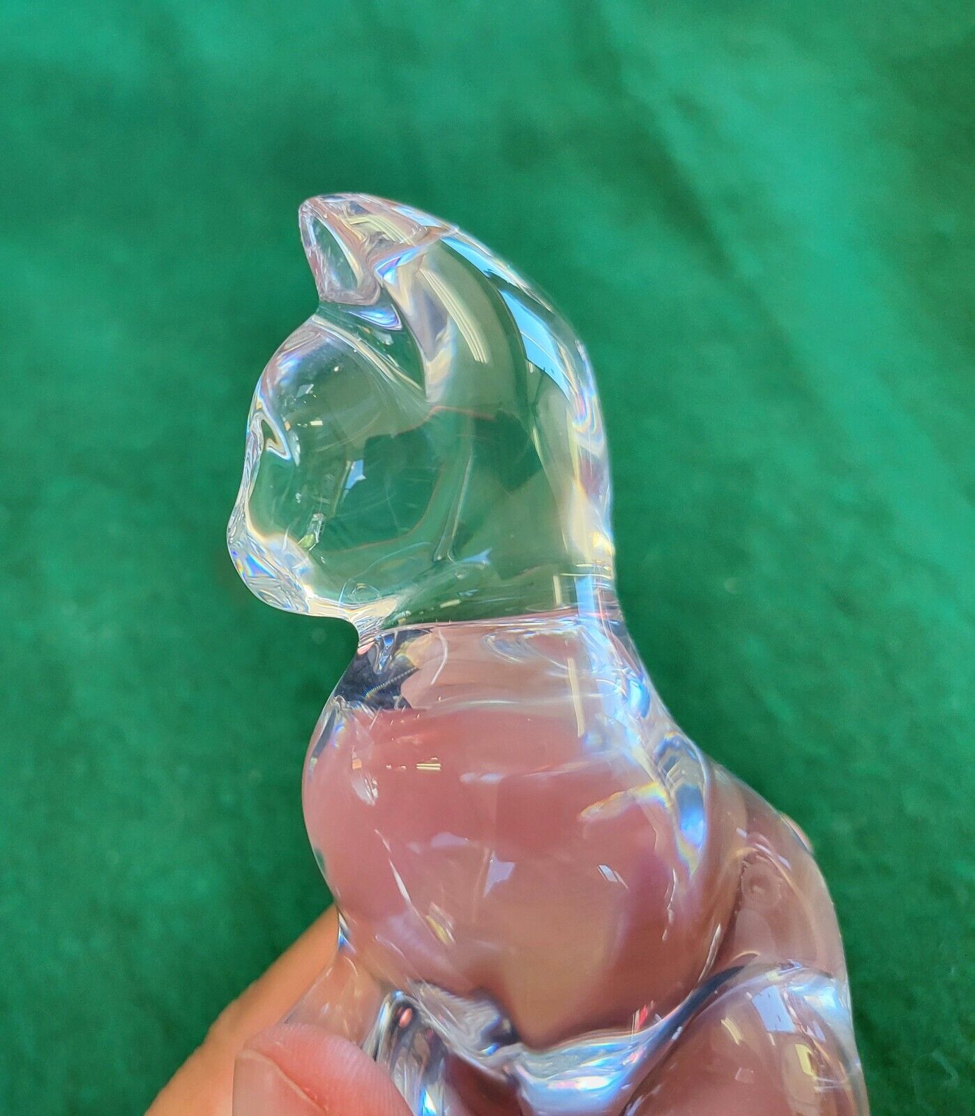 Baccarat France Lead Crystal 4” Tall x 3 1/4" Sitting Cat Figurine