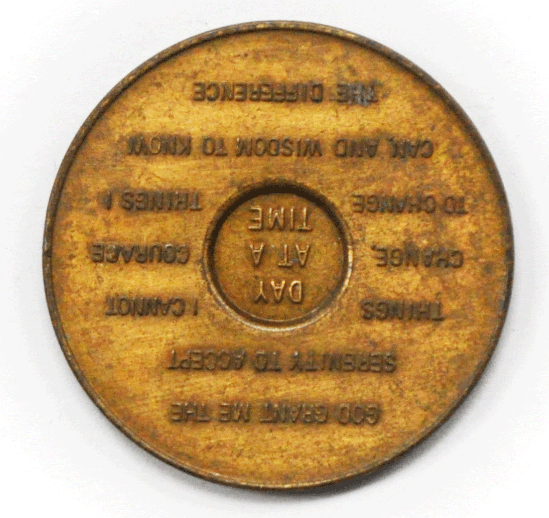 2 Year II Recovery Chip Own Self Be True Serenity Prayer Medal AA 34mm