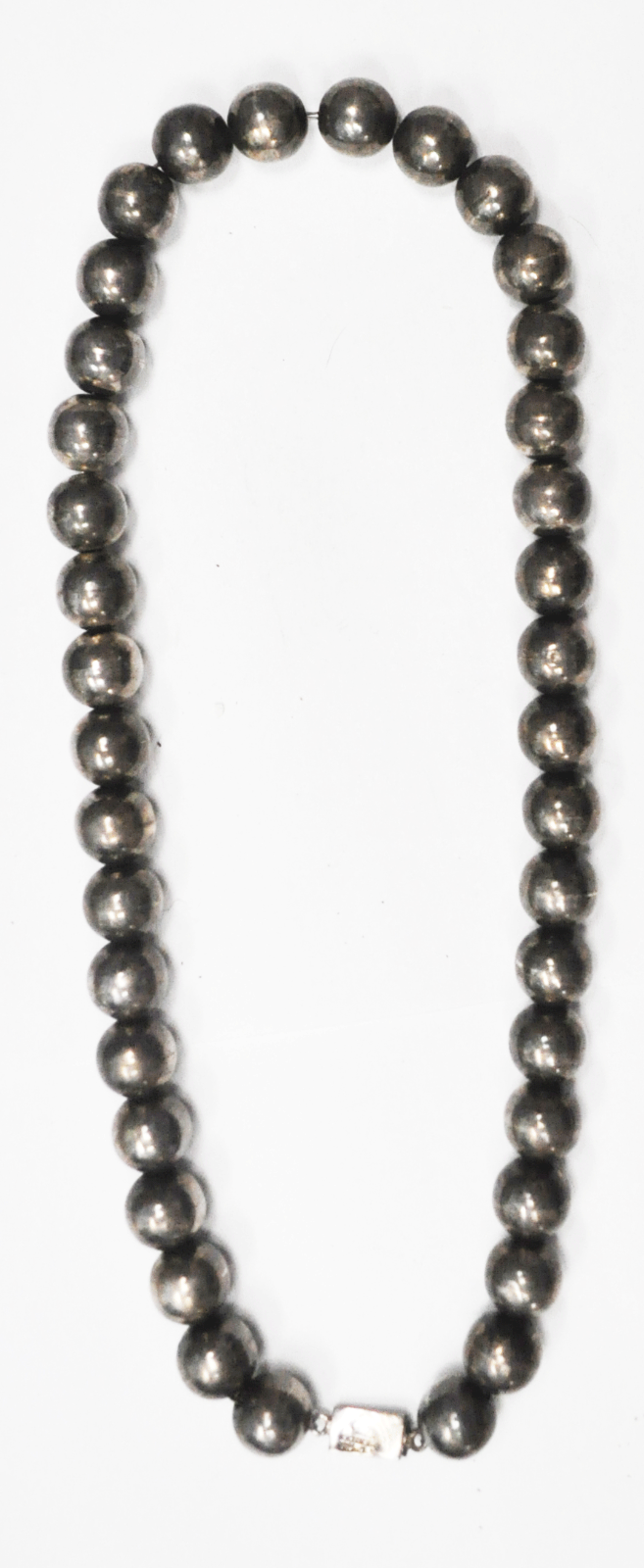 Sterling TD-29 Mexico Heavy 15mm Round Bead Necklace 24-1/4" 132g