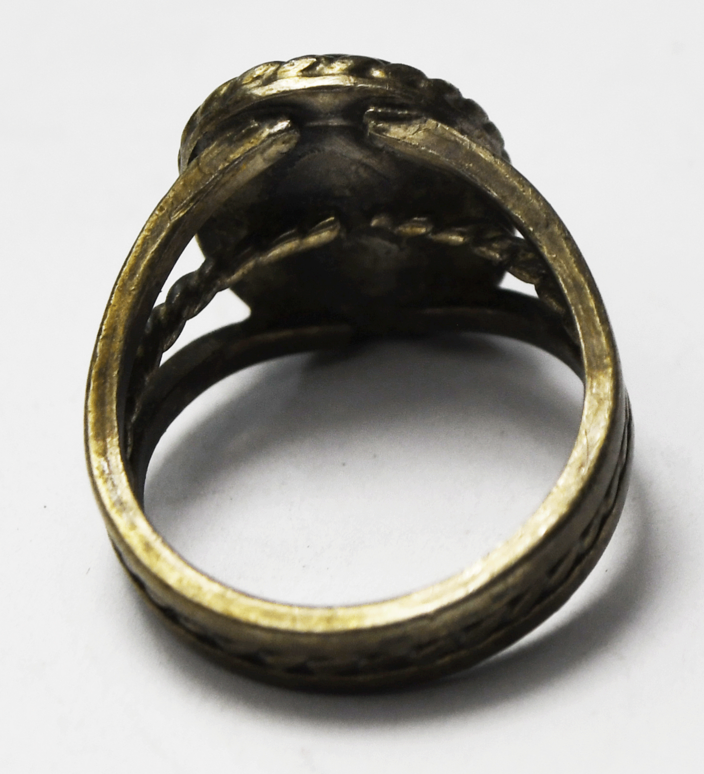 Sterling Silver Antique Turquoise Oval 3 Part Band Ring 15mm Size 4