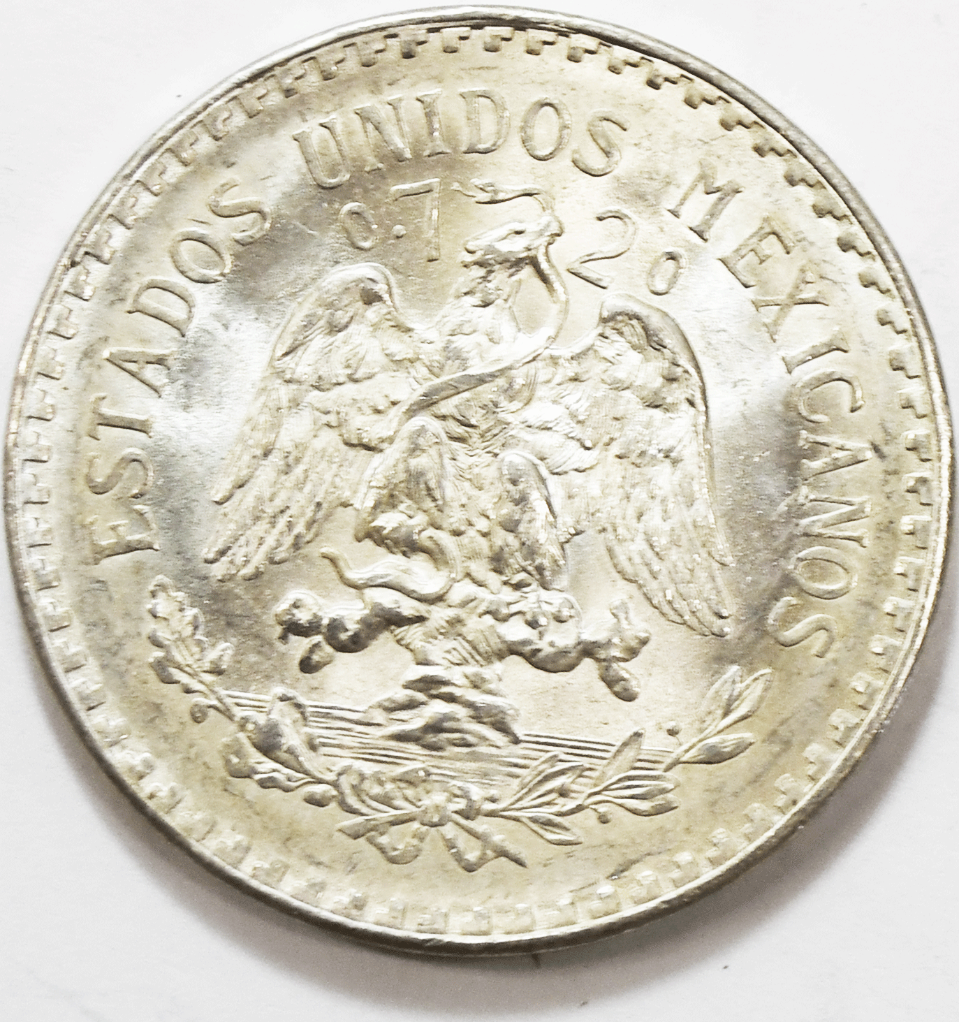 1945 Mexico Silver One Peso Uncirculated Coin KM#45