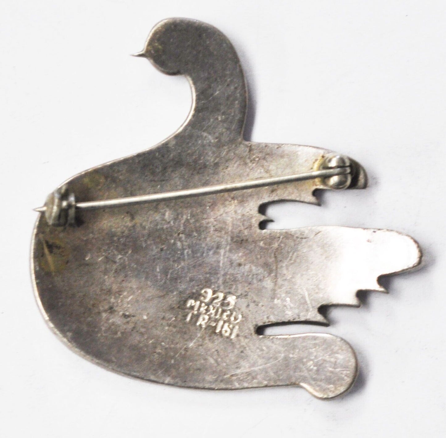 Sterling TR-161 MOP Inlay Winged Serpent Brooch Pin 59mm x 47mm Ophis Pterotos