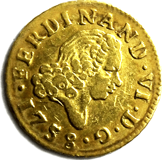 1758 JB Spain 1/2 Escudo Gold Coin KM# 378