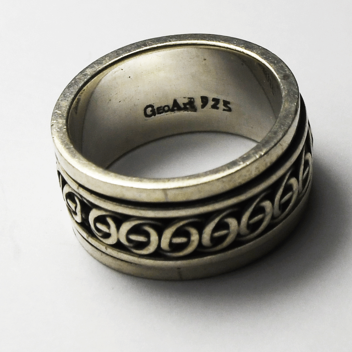 Sterling Silver GeoArt Ring 9mm Band Size 6