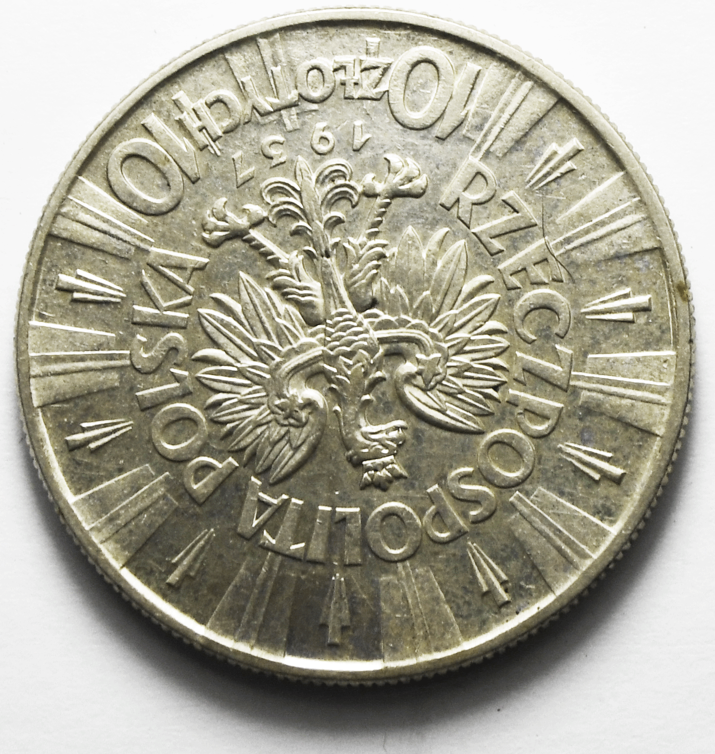 1937 Poland 10 Ten Złotych Silver Coin Y# 29