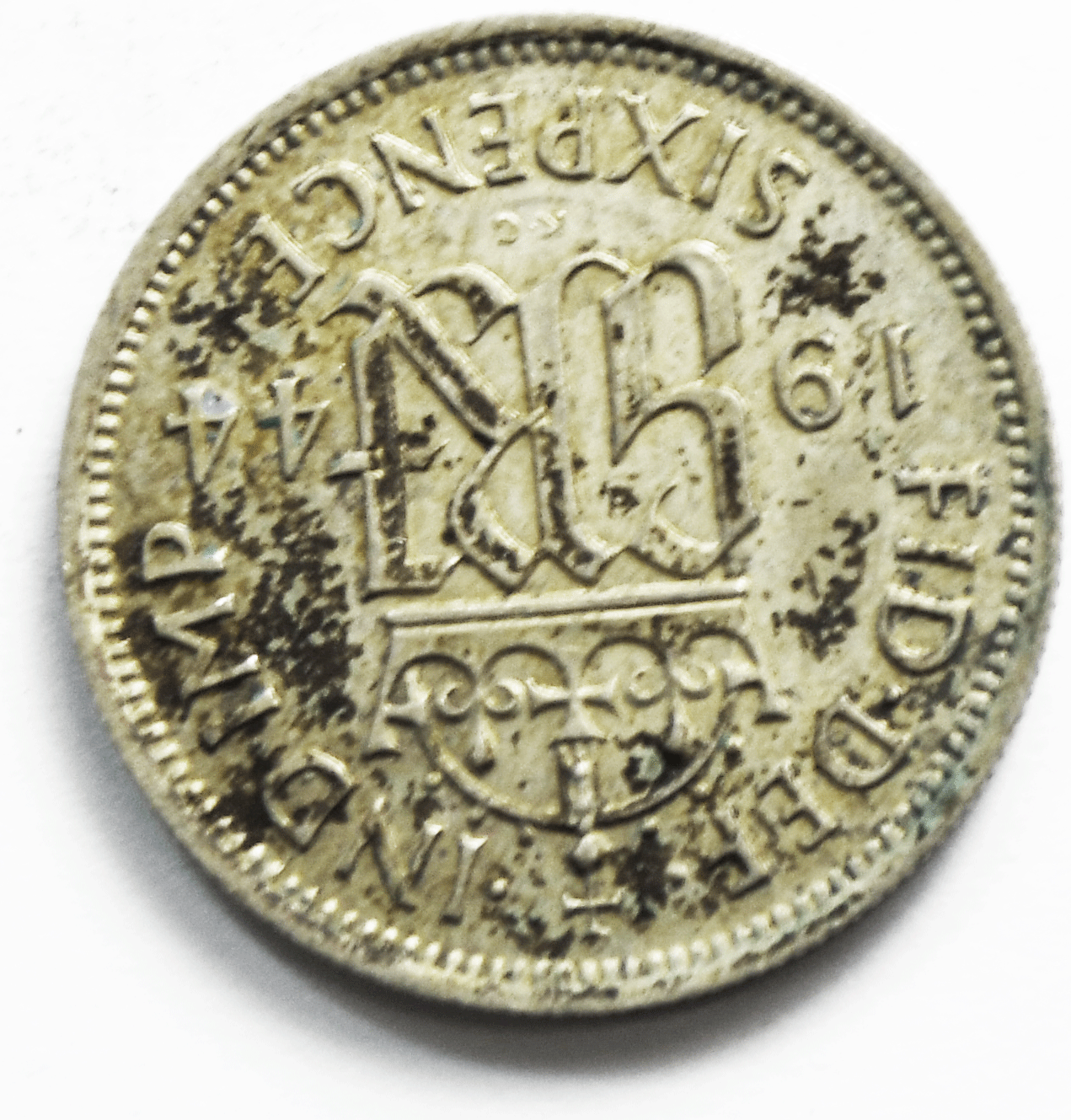 1944 Great Britain 6 Six Pence KM# 852 Silver Coin