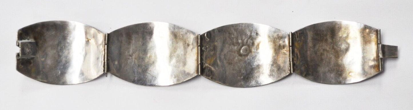 Sterling Silver CS Aztec Inlay 33mm Wide Bracelet 7-1/2" Missing Abalone