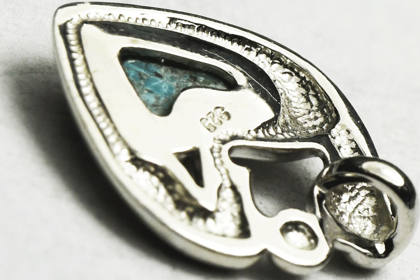 Sterling Silver Turquoise Mother Child Heart Pendant 21mm x 17mm