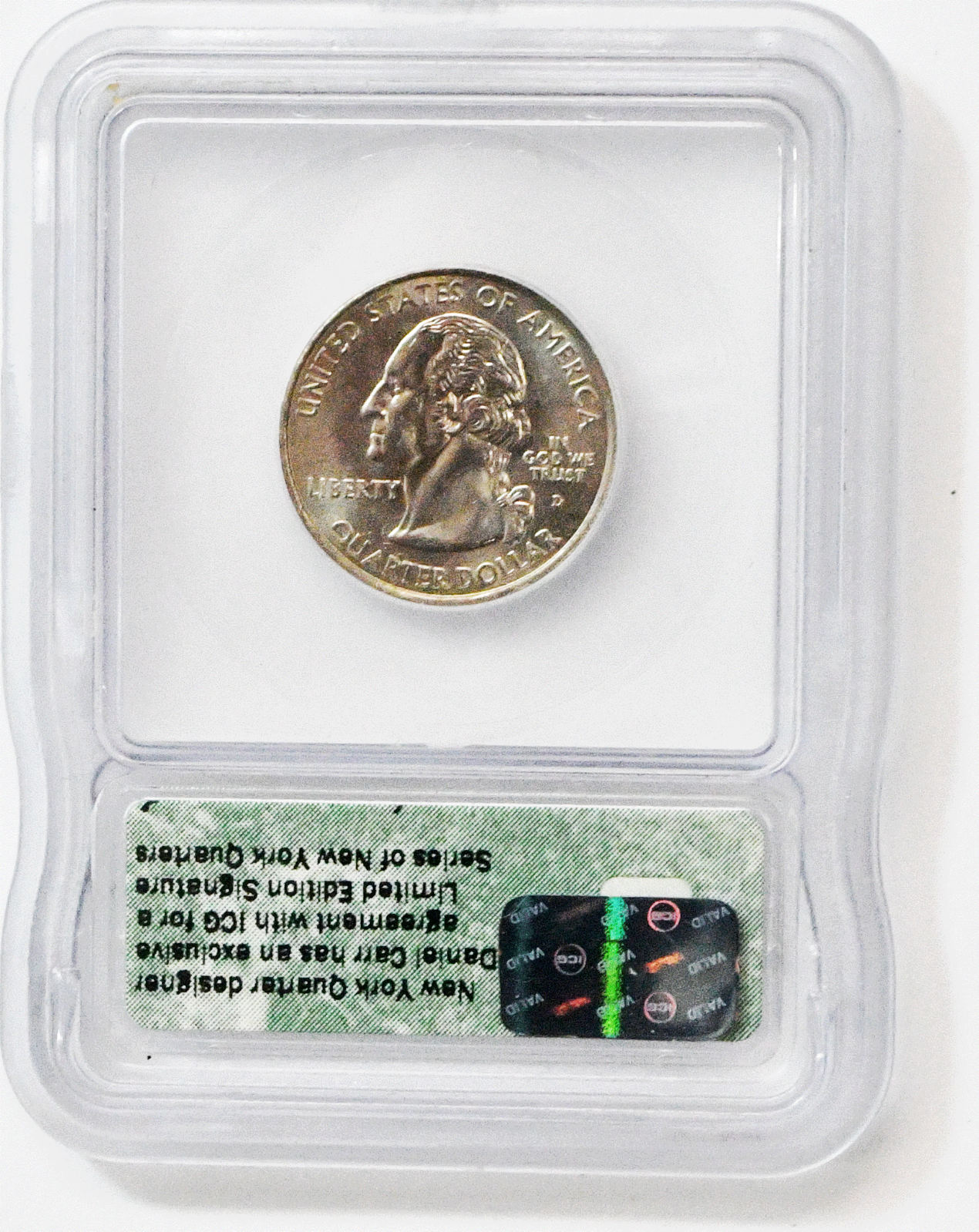 2001 D 25c Washington Quarter Dollar ICG Signature Series Daniel Carr