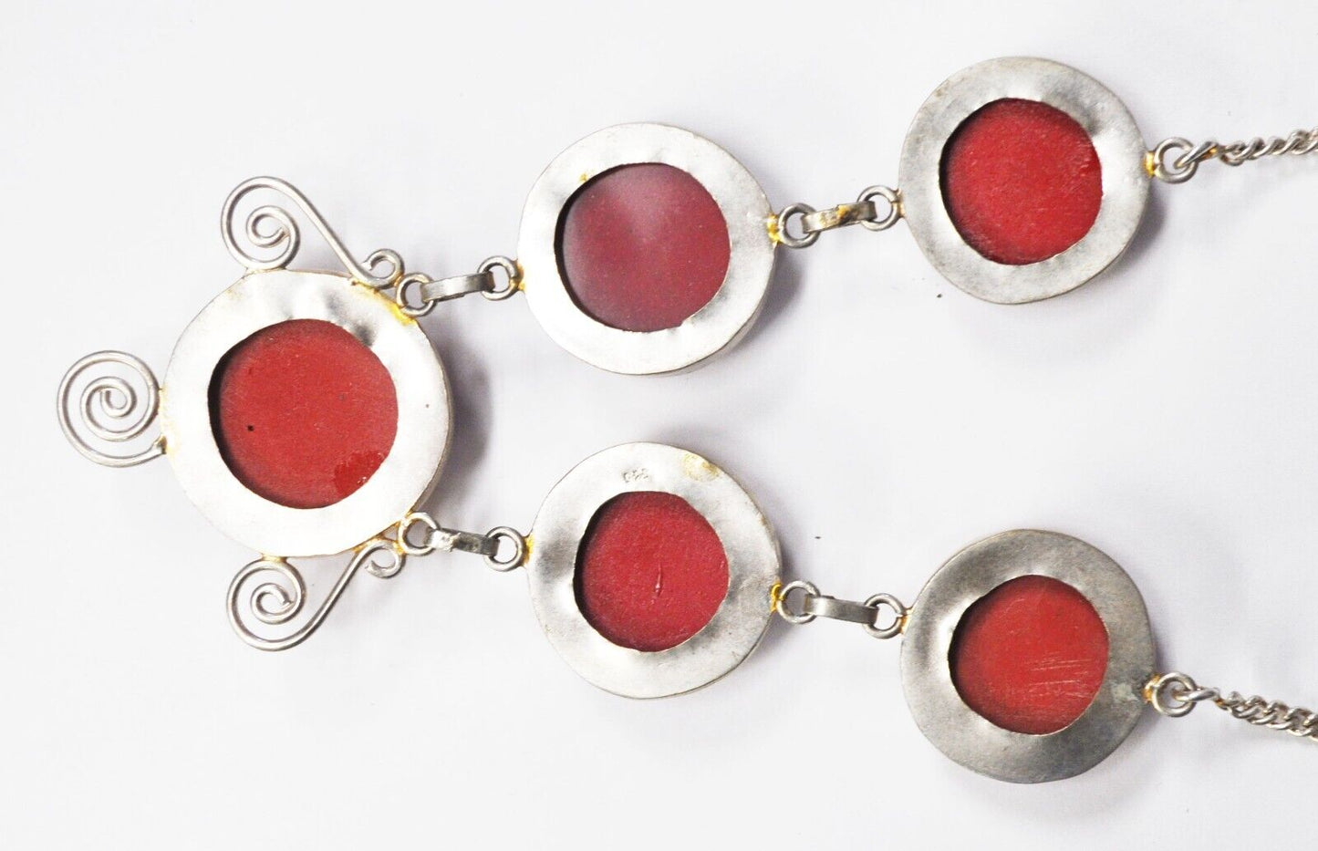 Silver Plated Large Red Jasper 45mm 19" Necklace