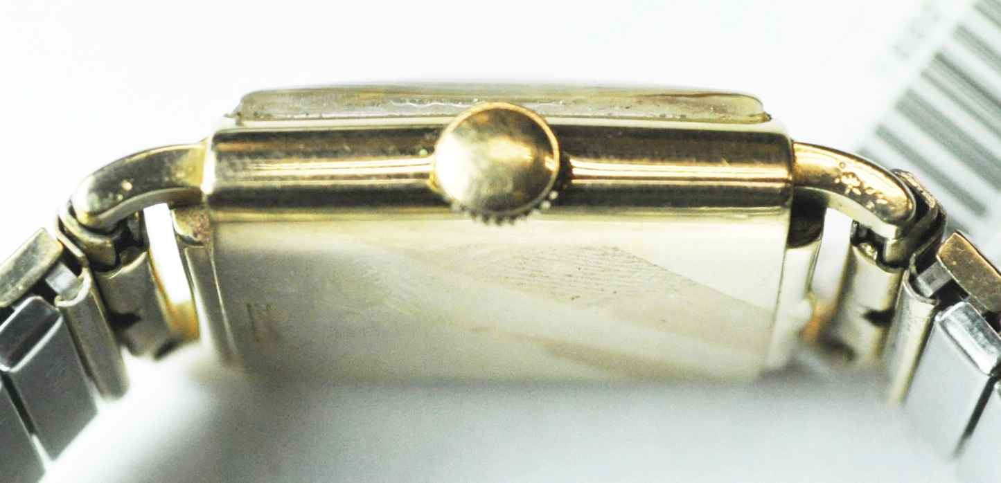 Vintage Lord Elgin 14k Solid Gold 24mm 559 Manual Wind Wristwatch GF Band