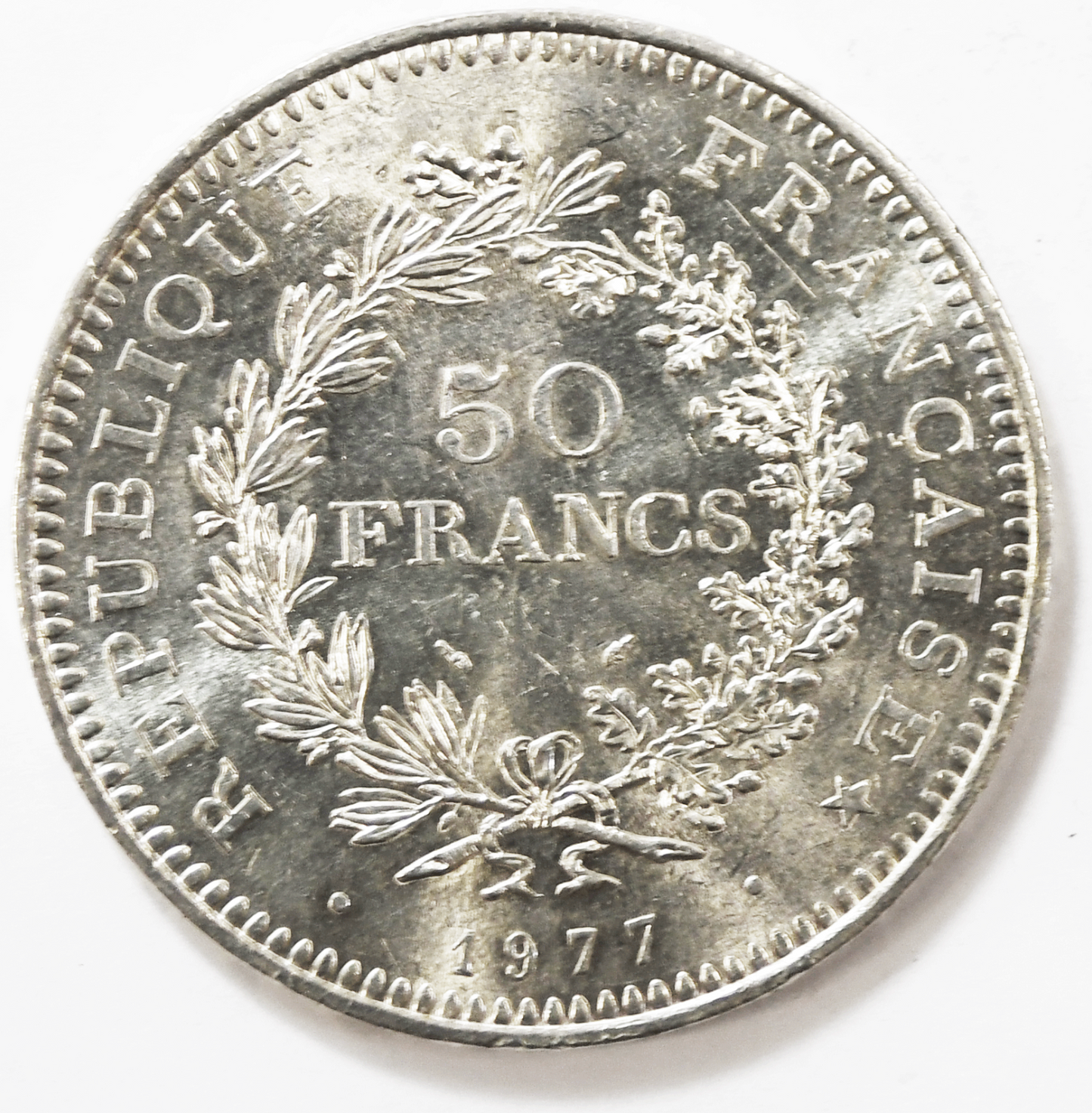 1977 France 50 Fifty Francs Silver Coin KM# 941.1 Uncirculated