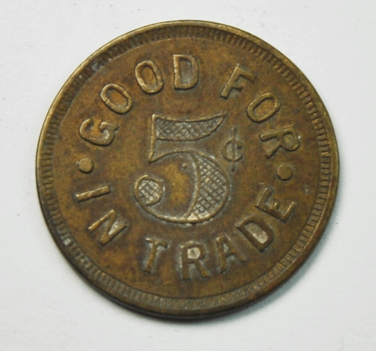 Peter Engel 5c Trade Token Pine City Minnesota 24mm Copper Furniture Store Rare