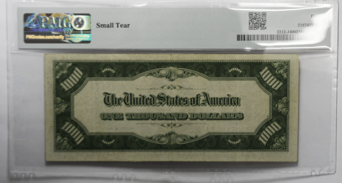 1934 A $1000 Federal Reserve Note J00051957A Fr#2212J PMG 40 Small Tear
