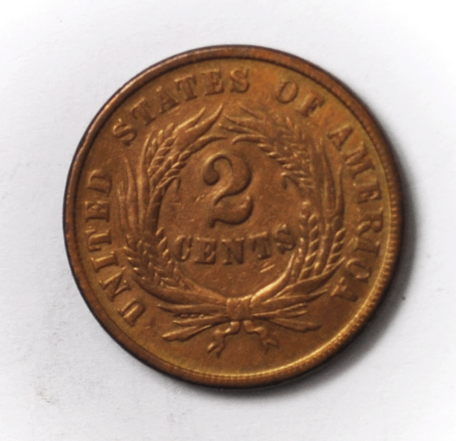 1865/1865 2c Shield Two Cent Piece Fancy Five FS-1301 Double Date