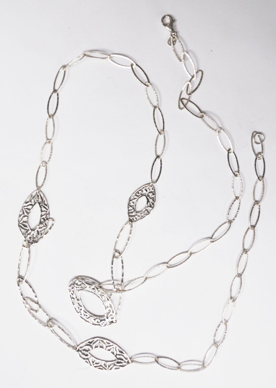 Sterling Silpada Runway Report Hammered Flora Mesh Oval Link Necklace 19mm 40"