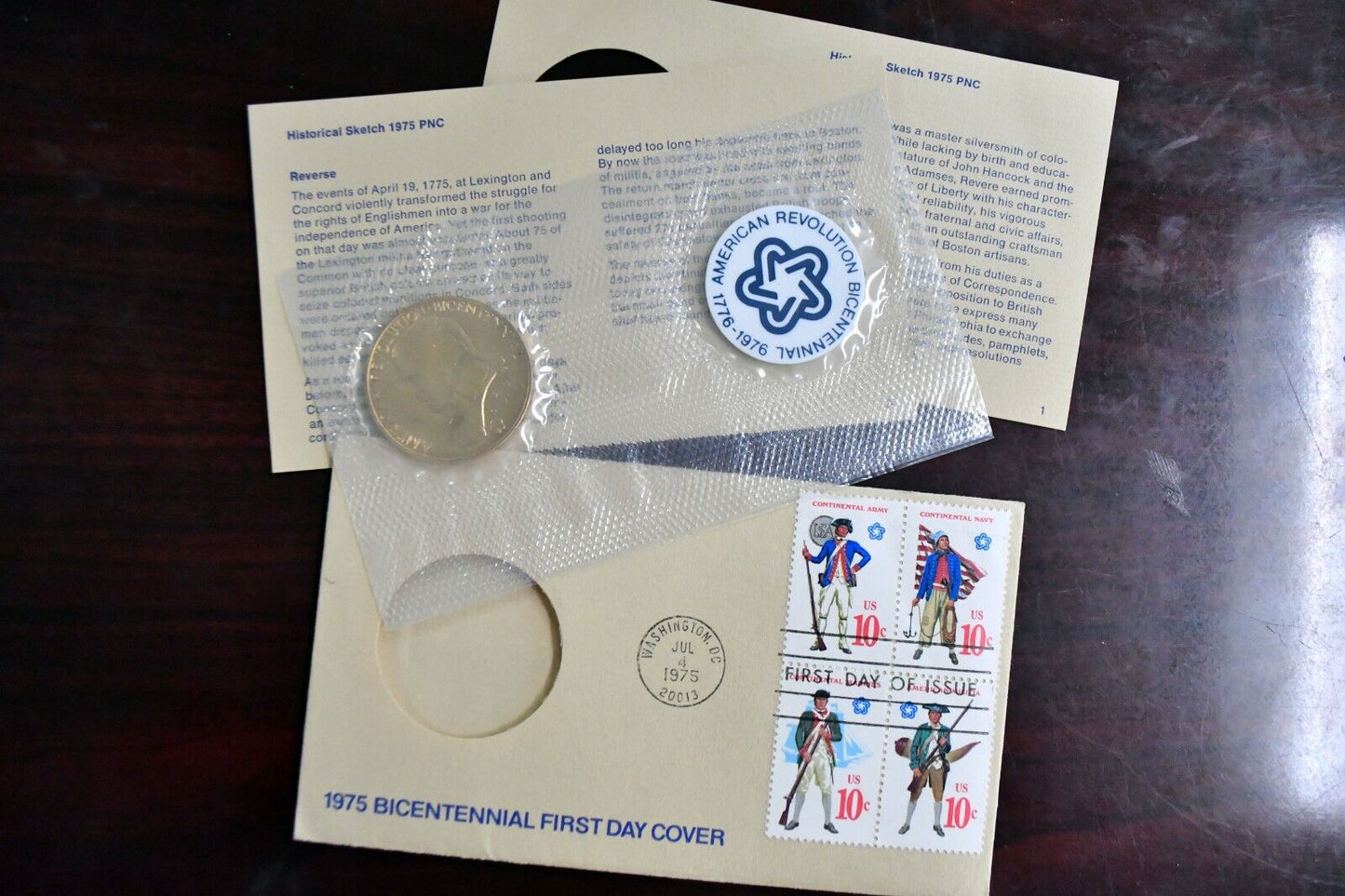 1975 Bicentennial First Day Cover Medal and Stamped Envelope Paul Revere