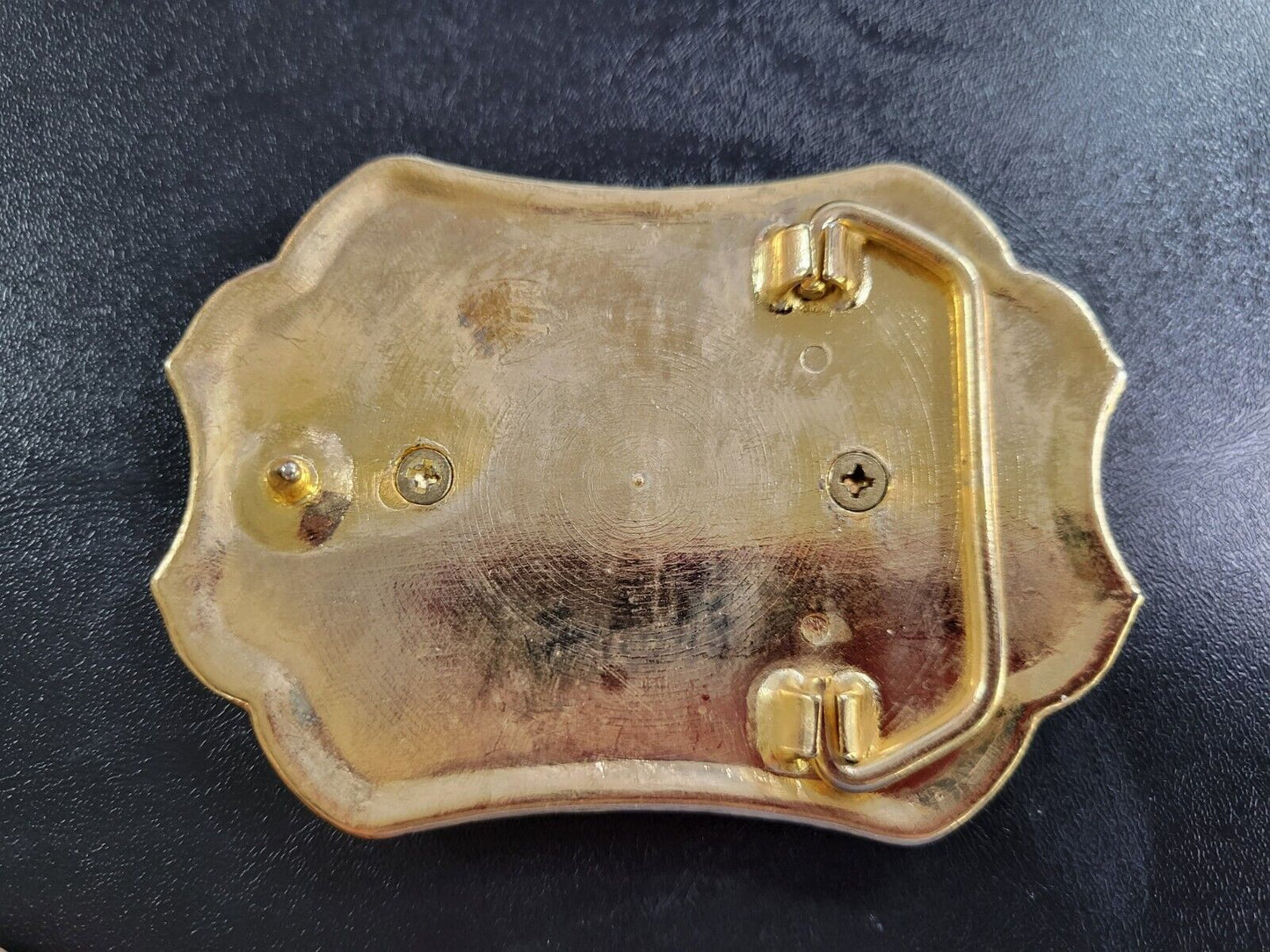 Vintage Double Horse Head Gold Tone Metal Belt Buckle 3 3/3"x 2 1/2"