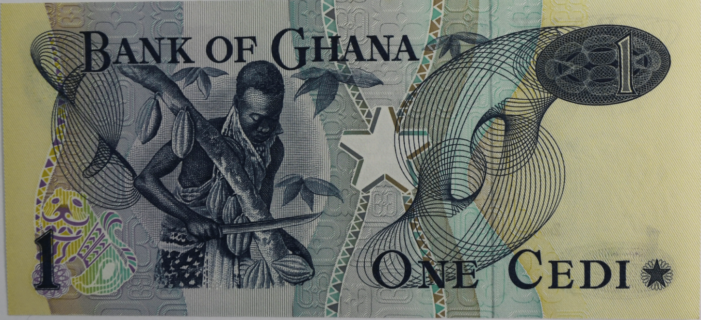 1976 Bank of Ghana One 1 Cedi Banknote Uncirculated Currency X/2 2184487