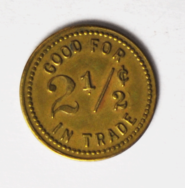 Art's Club Trade Token 2-1/2c Corpus Christi Texas 20mm Bowtie