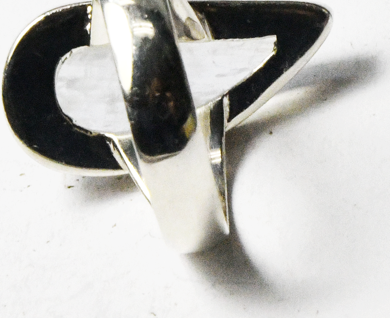 Sterling Silver Clear Crackle Quartz Teardrop 22mm Size 8-1/2 Ring