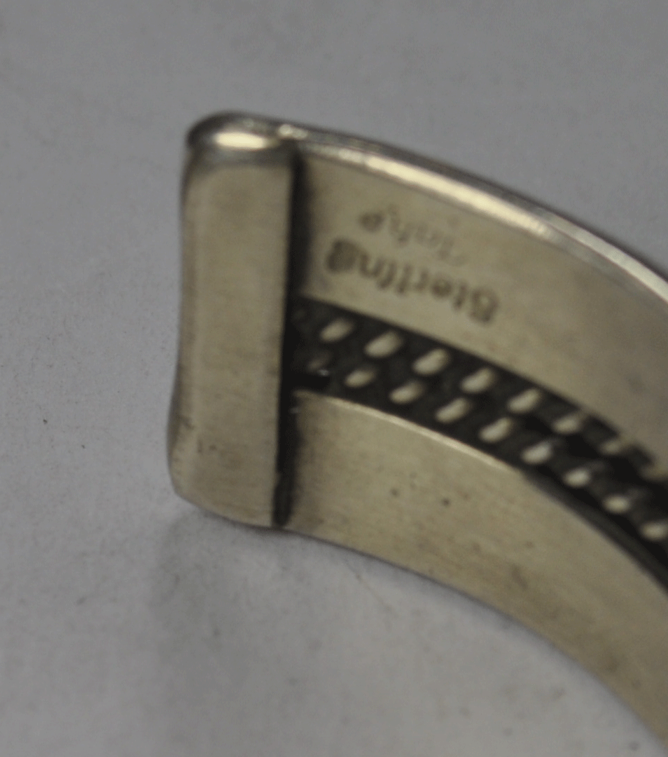 Sterling Silver Tahe Signed Heavy 4 Part Zigzag Cuff Bracelet 17mm 6-7/8" 64g