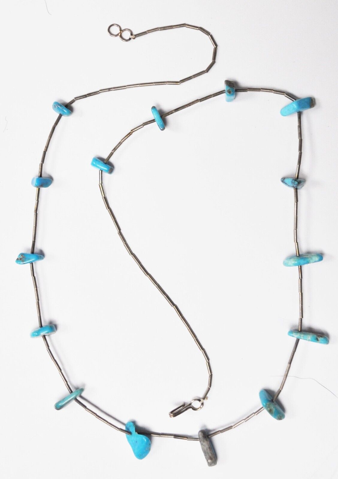 Liquid Silver Plate 15mm Turquoise Chunk Bead 23" Necklace