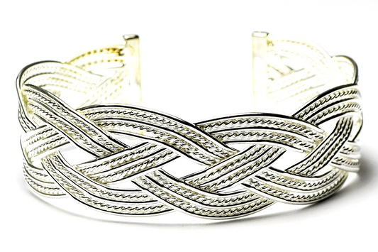 Sterling Silver Solid Mesh Weave Cuff Bracelet 20mm 7" Wrist   24g