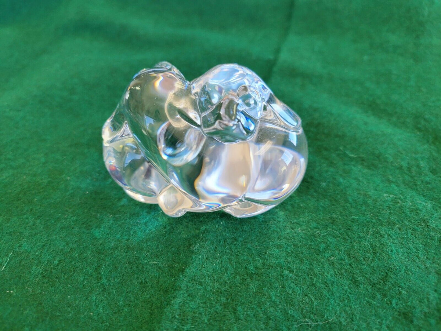 Steuben Glass Sleeping Puppies Signed Lead Crystal Paperweight