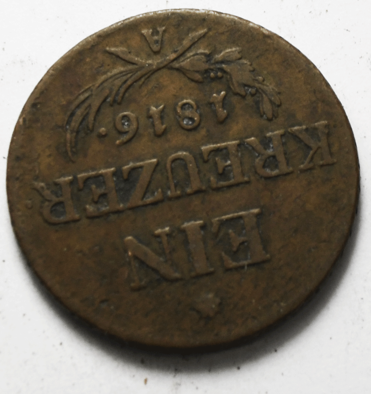 1816 A Austria One Kreuzer KM# 2113 Copper Coin