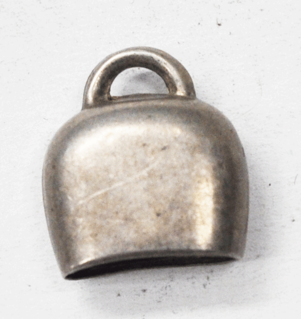 Sterling Silver Guilloche Enamel Cow Bell Flower Charm 15mm x 12mm