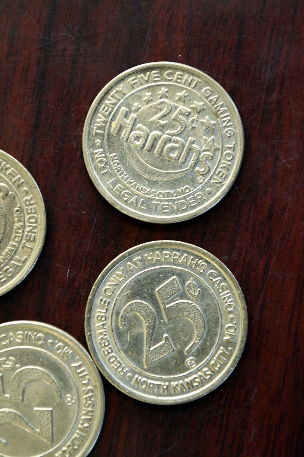 (12) Harrah's Casino Twenty Five Cent Slot Gaming Tokens North Kansas City